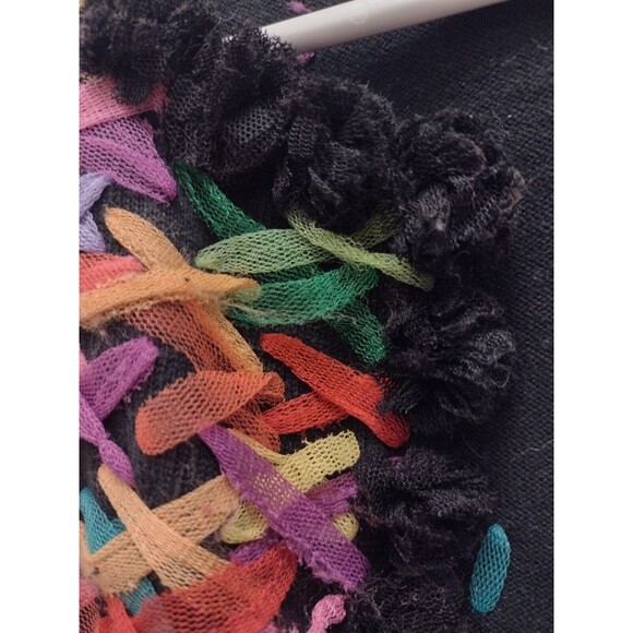 Michael Simon Ribbon Sweater Criss Cross Ribbon Cardigan Art To Wear S - Picture 5 of 12